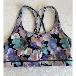 Women's Unbranded Floral Print Sports Bra Size S black multi xcross straps